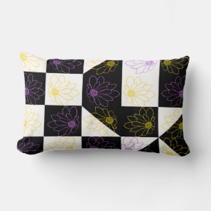 Coussin Rectangle fleur Motif à carreaux monochrome