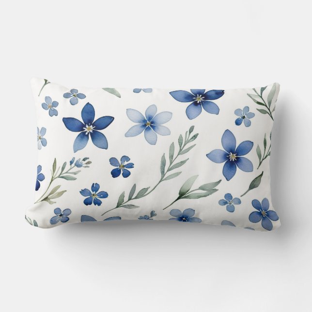 Coussin Rectangle Fleur sauvage bleu (Recto)