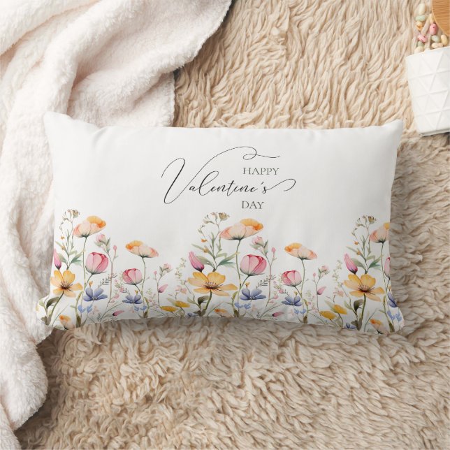 Coussin Rectangle Fleur sauvage d'aquarelle Printemps Meadow Valenti (Couverture)
