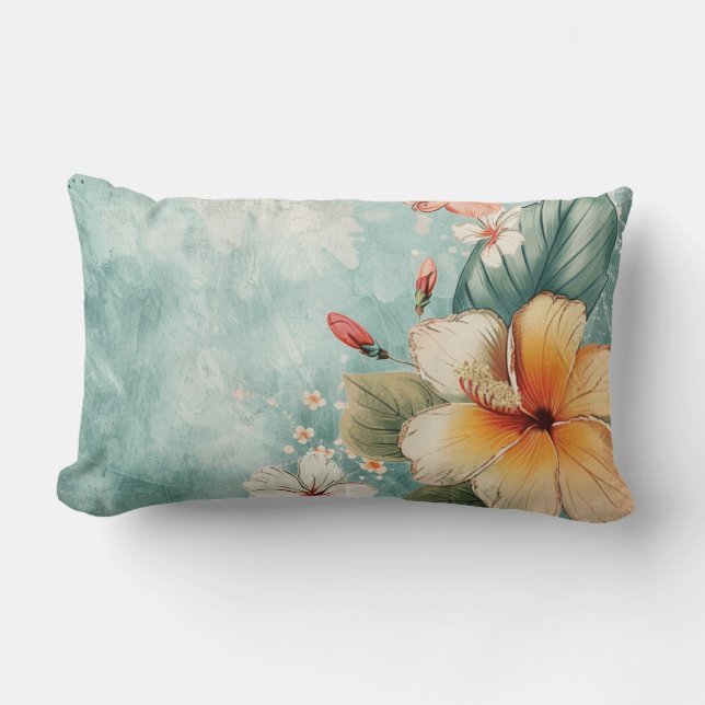 Coussin Rectangle Fleur Tropicale Bohème et Décontractée (Recto)