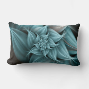 Coussin Rectangle Fleur Turquoise Magnifique Fractale