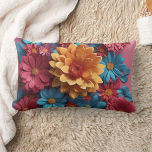 Coussin Rectangle Fleurs 3D -