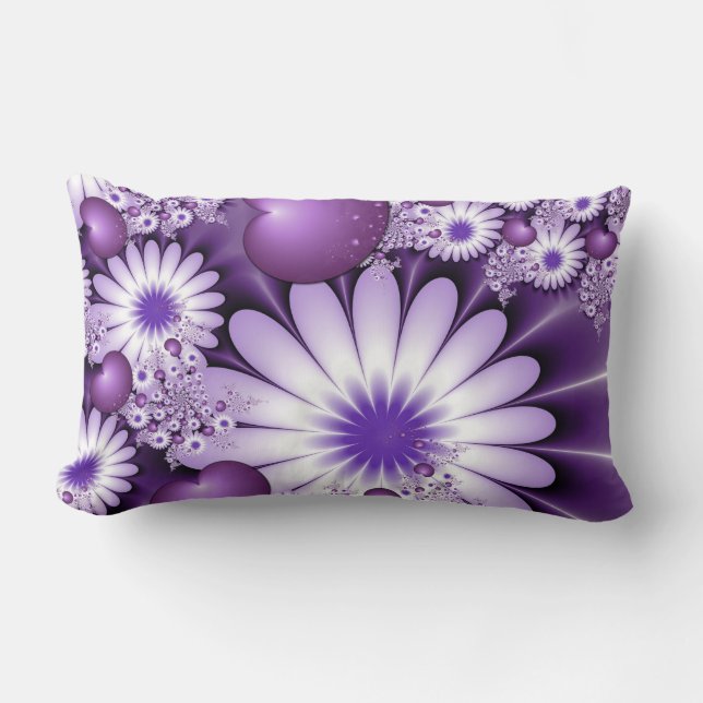 Coussin Rectangle Fleurs abstraites et cœurs fractals de l'amour nai (Recto)