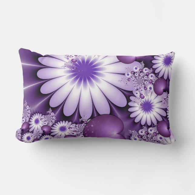 Coussin Rectangle Fleurs abstraites et cœurs fractals de l'amour nai (Recto)