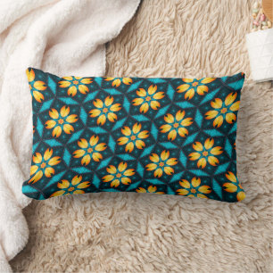 Coussin Rectangle Fleurs Abstraites jaunes