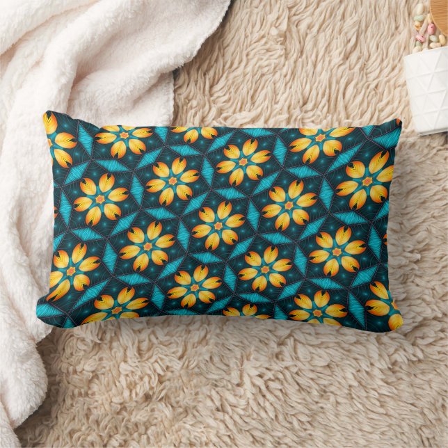 Coussin Rectangle Fleurs Abstraites jaunes (Couverture)