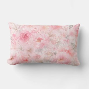 Coussin Rectangle Fleurs aquarelles Blush Bloom
