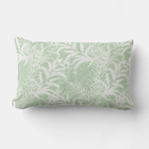 Coussin Rectangle Fleurs blanches sur vert clair.