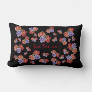 Coussin Rectangle fleurs colorées avec bourgeons roses et roses roug