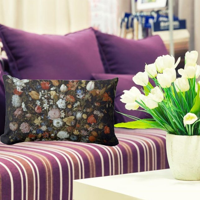 Coussin Rectangle Fleurs dans un bateau en bois Jan Brueghel l'aîné (Créateur téléchargé)