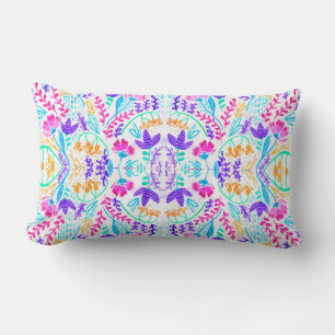 Coussin Rectangle Fleurs d'aquarelle jolies et colorées