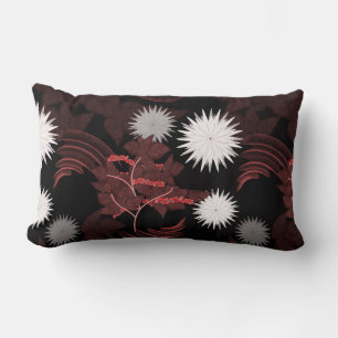 Coussin Rectangle Fleurs de café rouge.