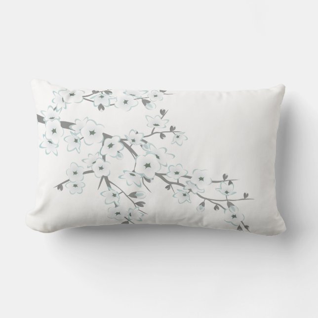 Coussin Rectangle Fleurs de cerisier blanc choisir le fond (Recto)