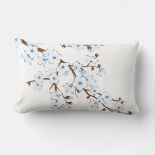 Coussin Rectangle Fleurs de cerisier Floral Bleu Blanc