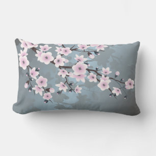 Coussin Rectangle Fleurs de cerisier Floral Dusty Rose Bleu