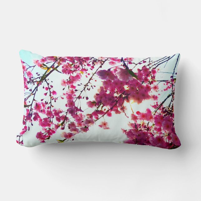 Coussin Rectangle Fleurs de cerisiers roses (Recto)