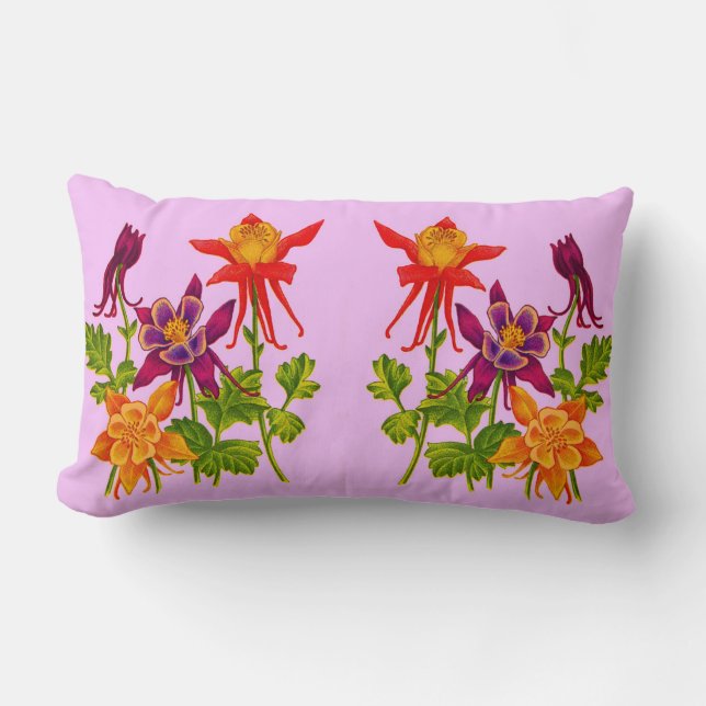 Coussin Rectangle fleurs de columbine (Recto)