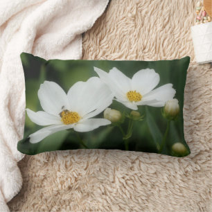Coussin Rectangle Fleurs de Cosmos et abeille  