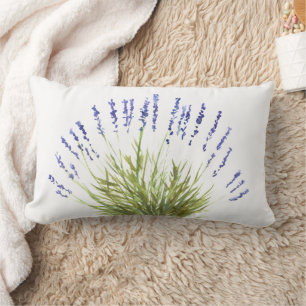 Coussin Rectangle Fleurs de lavande herbes d'aquarelle violet Floral