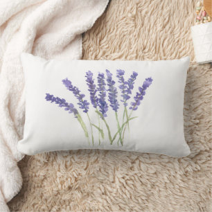 Coussin Rectangle Fleurs de lavande herbes d'aquarelle violet Floral