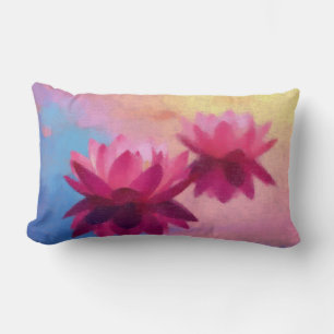 Coussin Rectangle Fleurs de Lotus Abstraites colorées