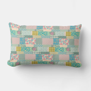 Coussin Rectangle Fleurs de Motif de Patchwork colorées