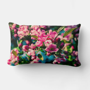 Coussin Rectangle Fleurs de pomme de crabe rose