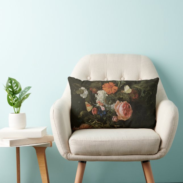 Coussin Rectangle Fleurs de vase de nature morte florale, baroque vi (Chaise)