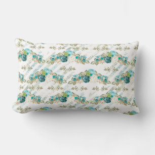 COUSSIN RECTANGLE FLEURS D'EAU BLANC VERT BLEUE JOLIE