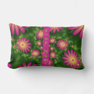 Coussin Rectangle Fleurs d'Imaginaire rose moderne Nom fractal Abstr