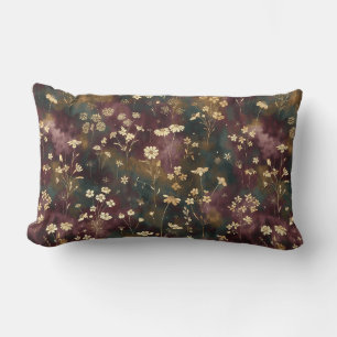 Coussin Rectangle Fleurs Élégantes Japonaises – Prune et Sarcelle Mé