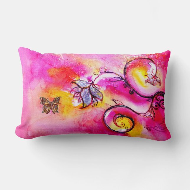 COUSSIN RECTANGLE FLEURS ET BUTTERFLITS BLANCS (Recto)