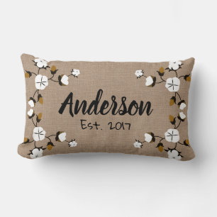 Coussin Rectangle Fleurs et Faux Burlap rustiques modernes en coton