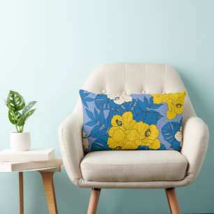 Coussin Rectangle Fleurs et feuilles d'Hibiscus