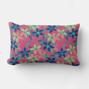 Coussin Rectangle Fleurs florales invisibles motif rouge d'été brill