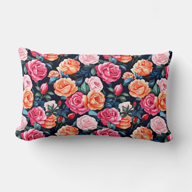 Coussin Rectangle Fleurs florales roses Motif-80037 (Recto)