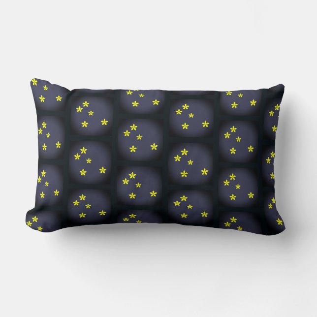 Coussin Rectangle Fleurs jaunes sur arrière - plan gris (Recto)