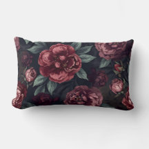 Fleurs lunatiques motif aquarelle rouge foncé