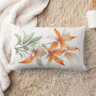 Coussin Rectangle Fleurs Lys orange