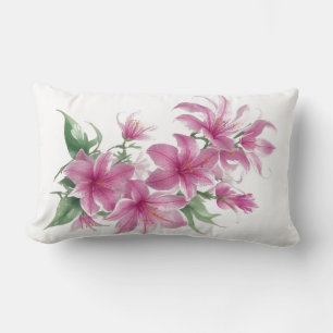 Coussin Rectangle Fleurs Lys Orientales Roses