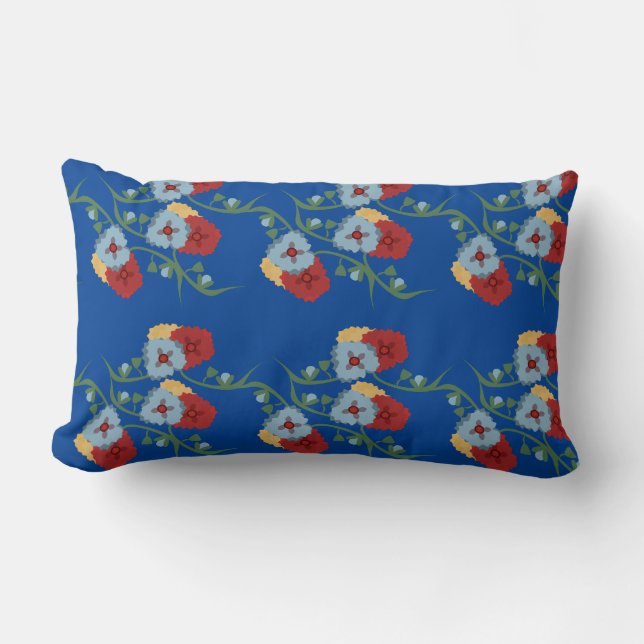 Coussin Rectangle Fleurs mexicaines audacieuses et verdure en vignes (Recto)