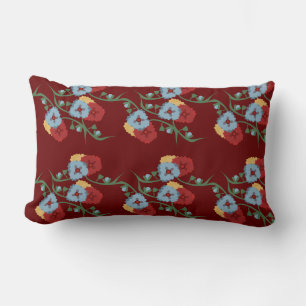 Coussin Rectangle Fleurs mexicaines audacieuses et vignes verdoyante