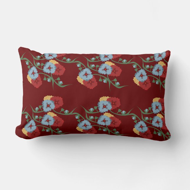 Coussin Rectangle Fleurs mexicaines audacieuses et vignes verdoyante (Recto)