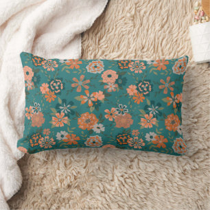 Coussin Rectangle Fleurs Motifs orange tendance