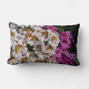 Coussin Rectangle Fleurs papillon rose blanc et violet