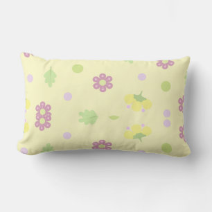 Coussin Rectangle Fleurs pastel et pois doux