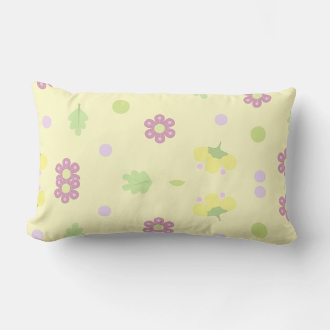 Coussin Rectangle Fleurs pastel et pois doux  (Recto)