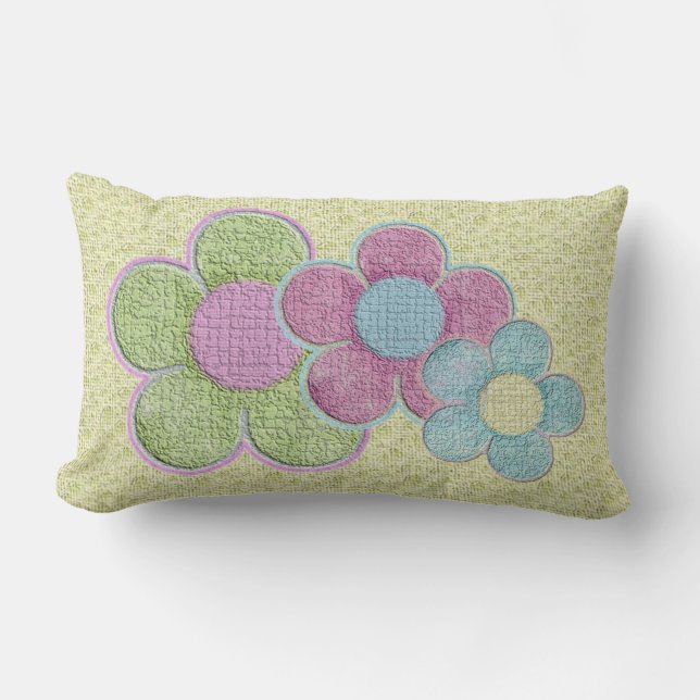 Coussin Rectangle Fleurs pastel texturées (Recto)