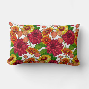 Coussin Rectangle Fleurs peintes, marguerites éparses floral