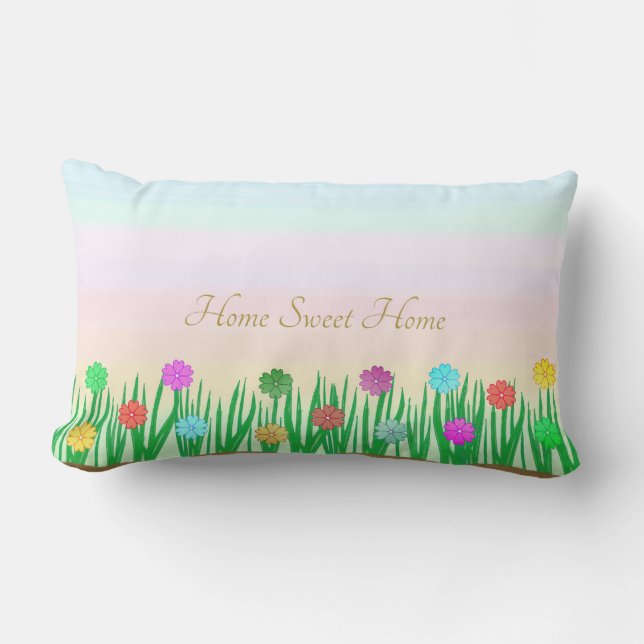 Coussin Rectangle Fleurs & Plantes d'Herbe Verte (Recto)